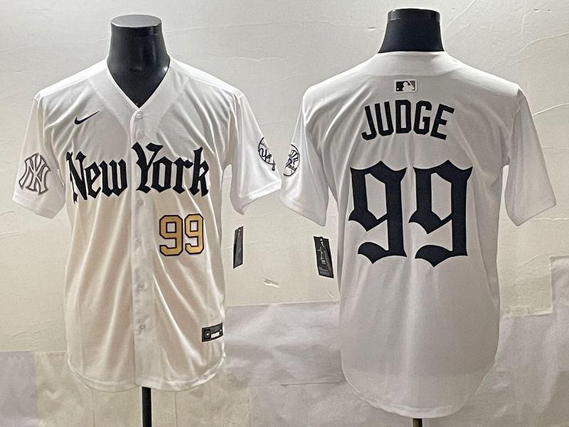 Men 2025 New York Yankees #99 Judge White Five generations Joint Name Nike MLB Jersey style 4->new york yankees->MLB Jersey
